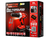 Dekton 18V Li-Ion Cordless Drill Electric Screwdriver Driver LED 13pc Bit Set